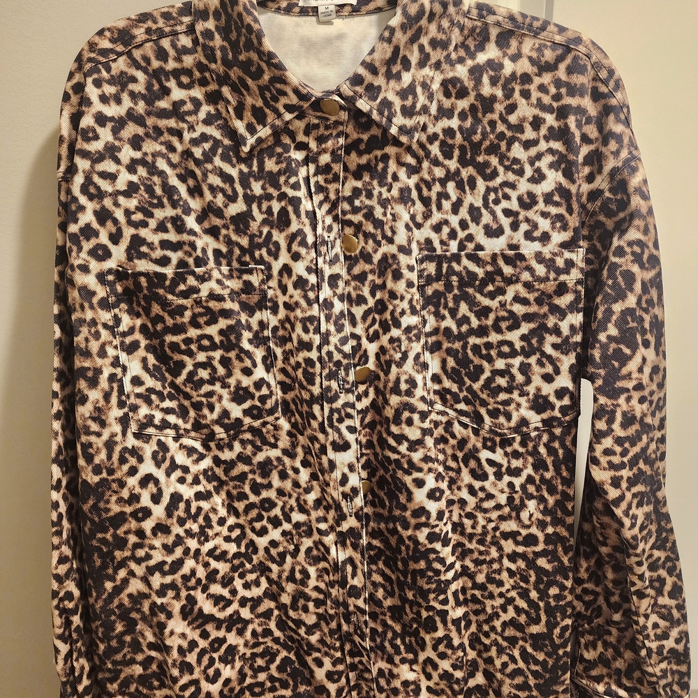 Leopard Print Button Down Shirt - image 1
